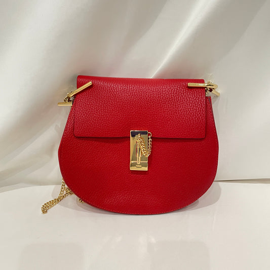 Chloe Red Calfskin Drew Shoulder Bag Sku# 80858