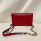 Gucci Red Calfskin Interlocking G Wallet On Chain Crossbody Bag Sku# 80868