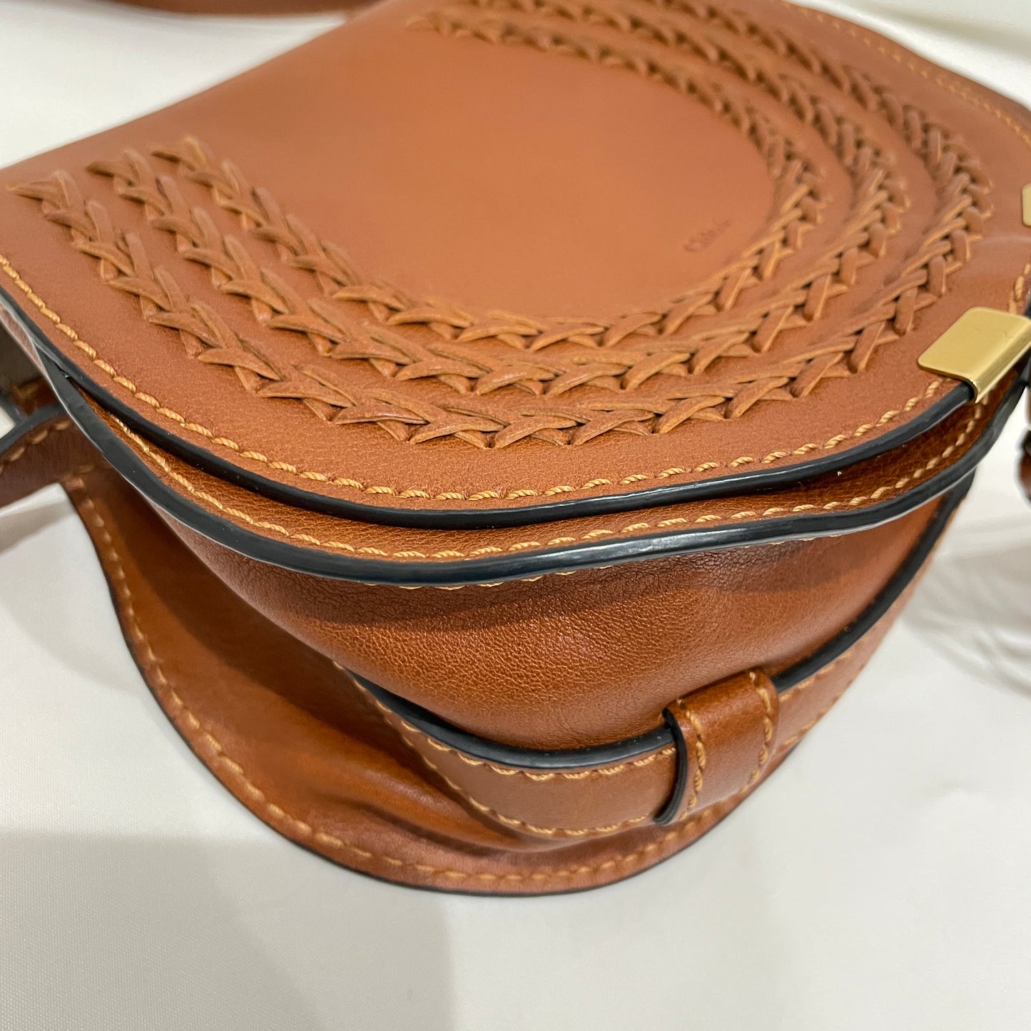 Chloe Brown Leather Marcie Saddle Shoulder Bag Sku# 80918