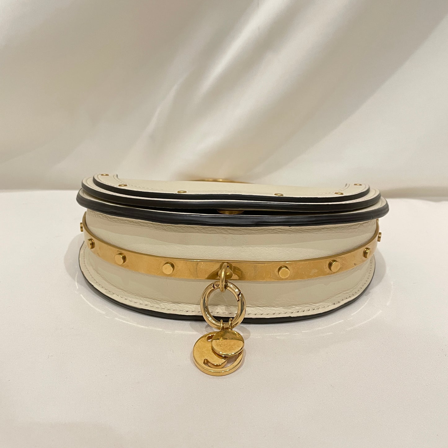 Chloe White Leather Small Nile Bracelet Minaudiere Bag Sku# 80863