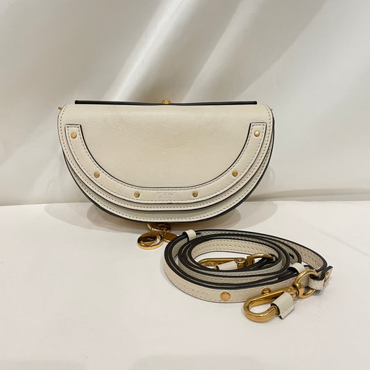 Chloe White Leather Small Nile Bracelet Minaudiere Bag Sku# 80863