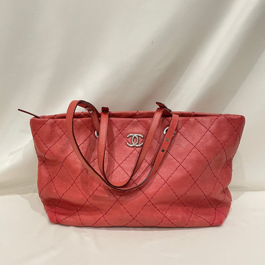 Chanel Pink Leather Large On The Road Tote Sku# 80829