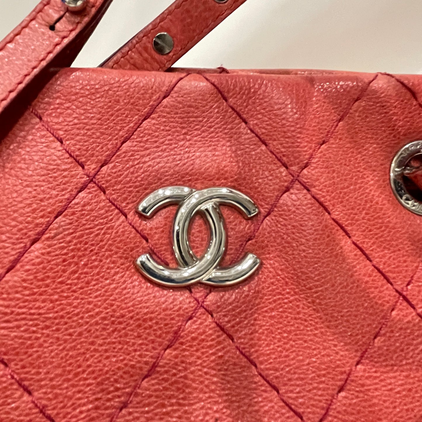 Chanel Pink Leather Large On The Road Tote Sku# 80829