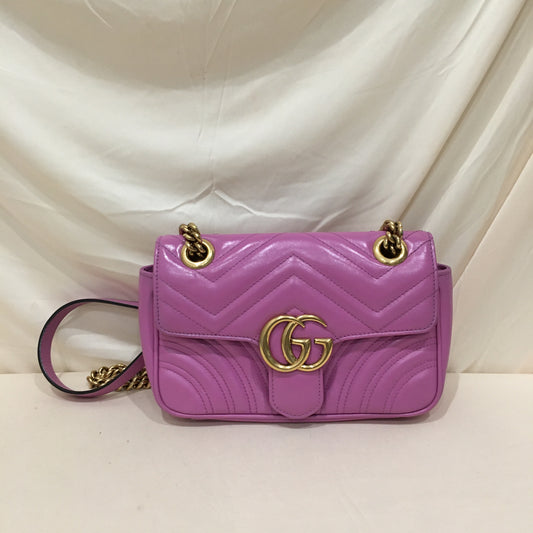 Gucci Pink Leather Marmont Small Shoulder Bag Sku# 77654