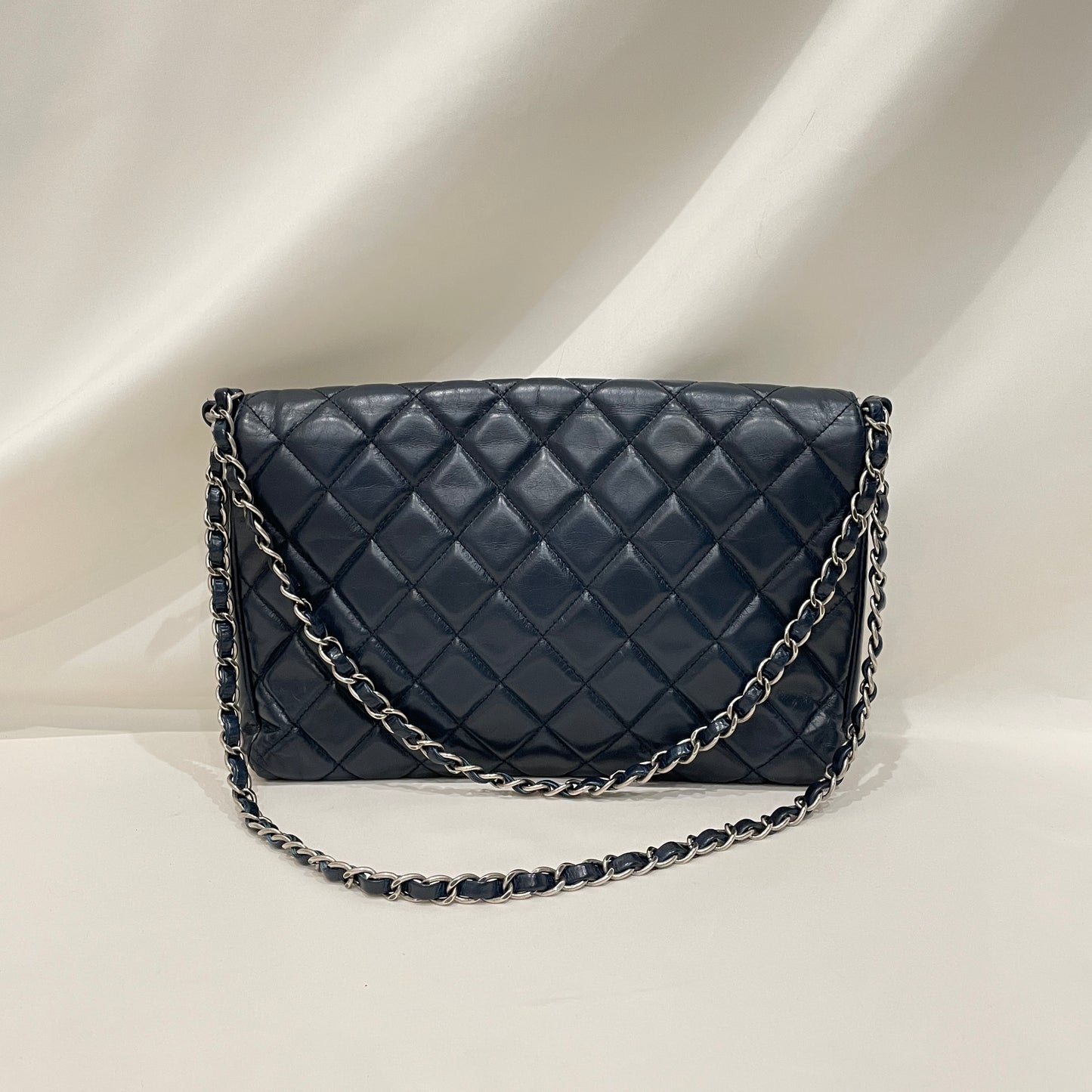 Chanel Navy Leather Boy Shoulder Bag SKU# 80836