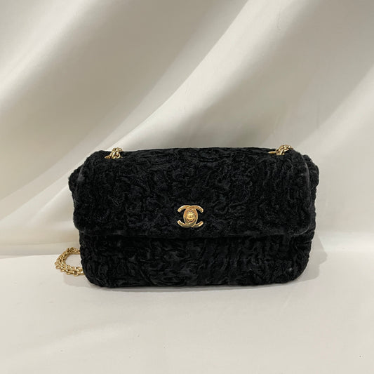 Chanel Black Persian Lamb Single Flap Bag SKU# 80875