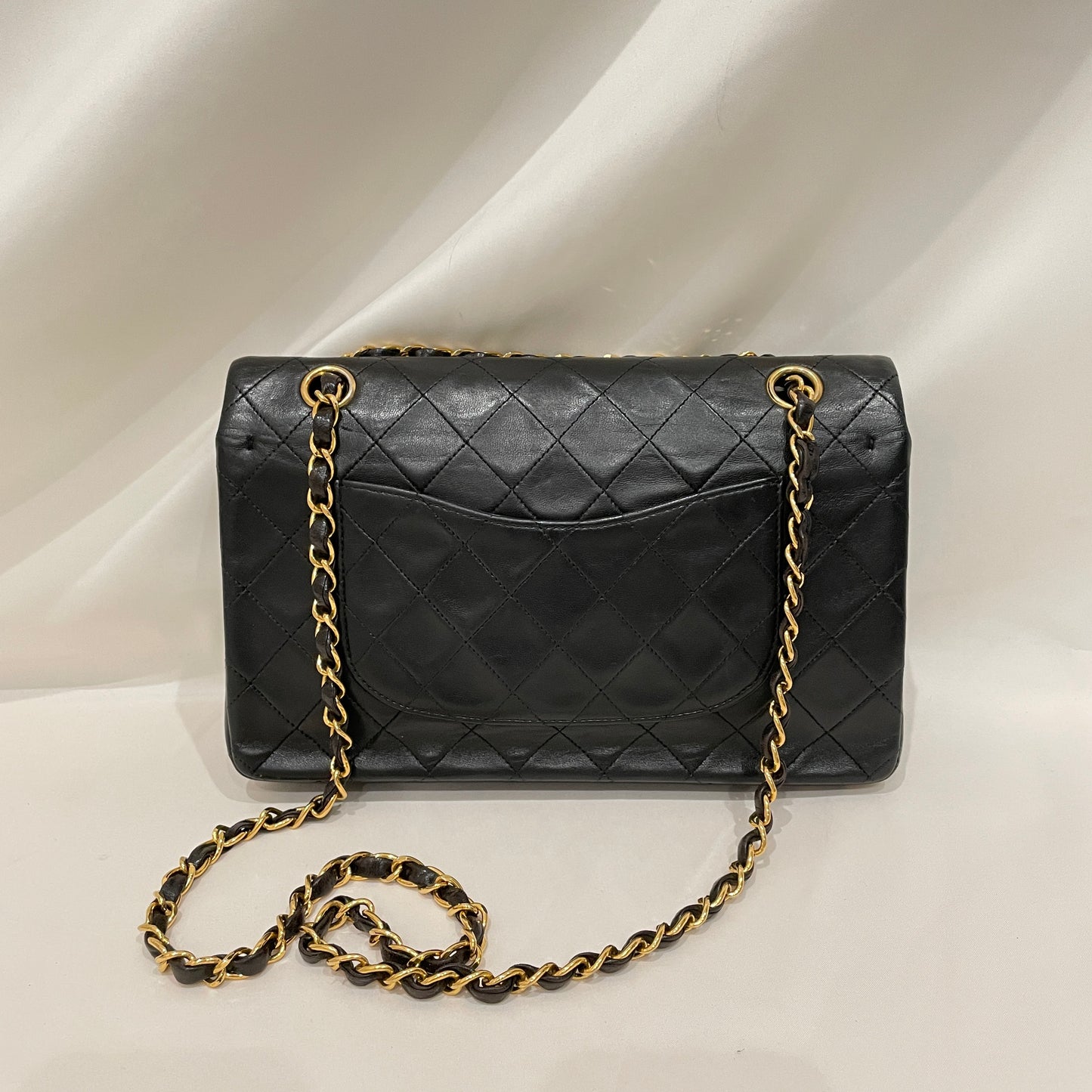 Chanel Black Calfskin Medium Double Flap Shoulder Bag SKU# 80843