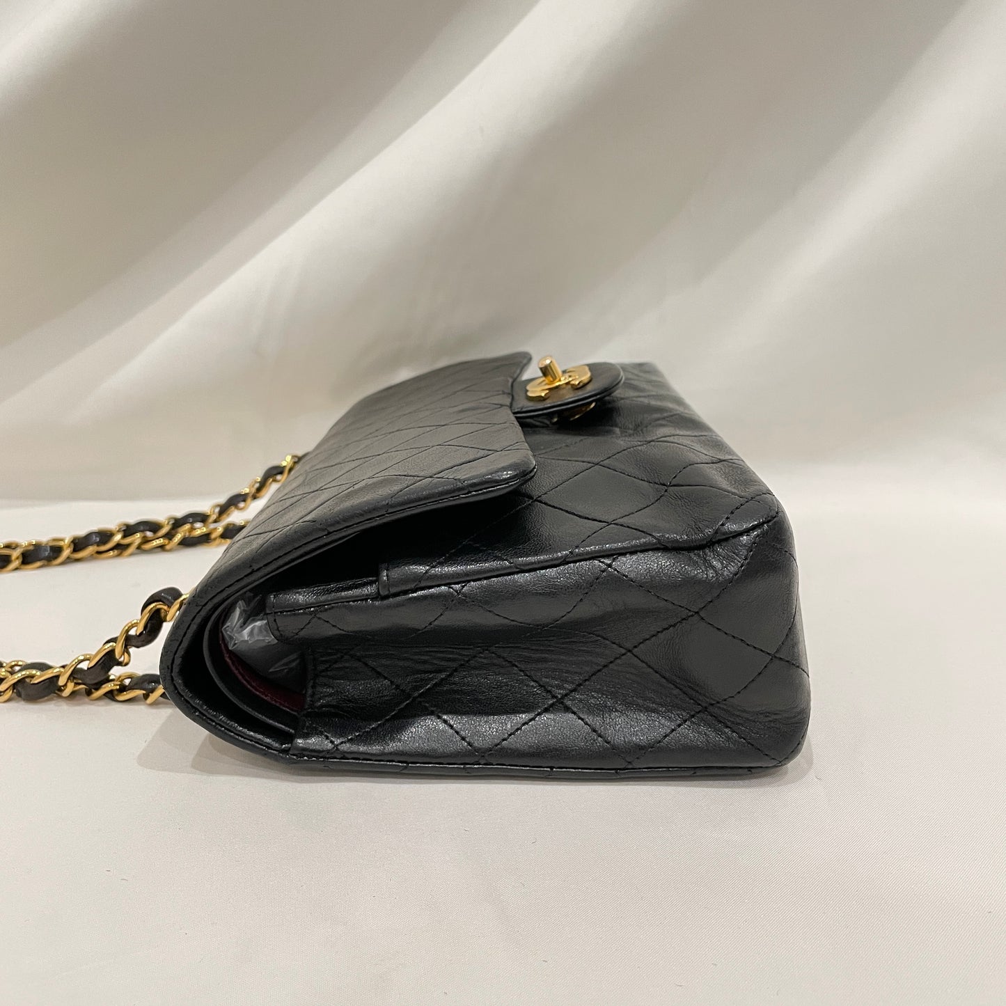 Chanel Black Calfskin Medium Double Flap Shoulder Bag SKU# 80843