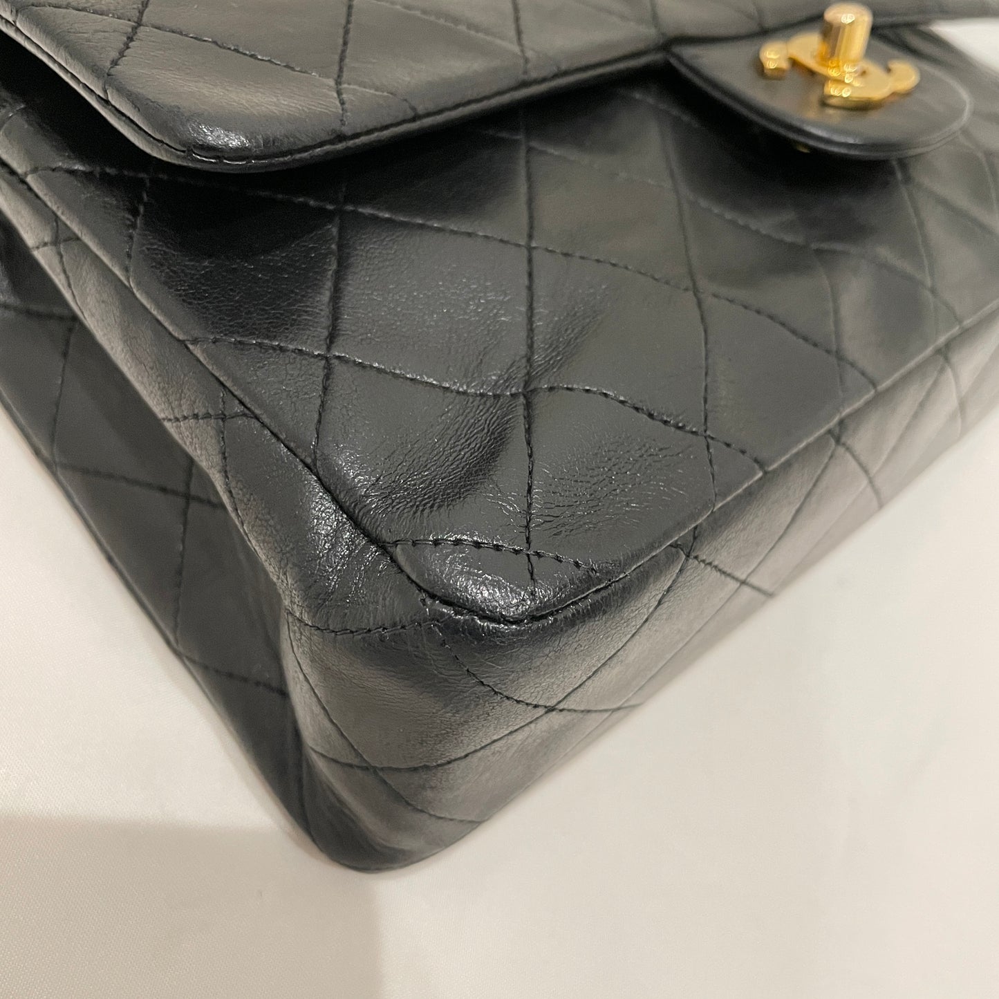 Chanel Black Calfskin Medium Double Flap Shoulder Bag SKU# 80843