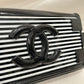 Chanel Black White Stripe Plexiglass Brick Crossbody Bag Sku# 81004