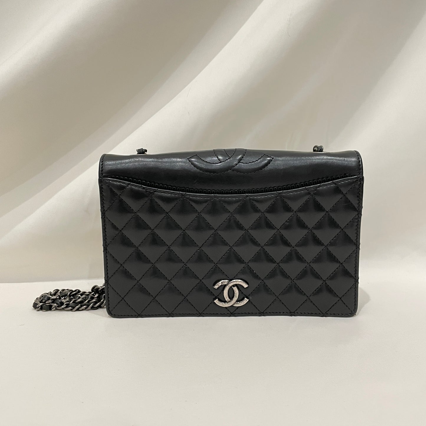 Chanel Black Leather Ballerine Flap Shoulder Bag SKU# 80850