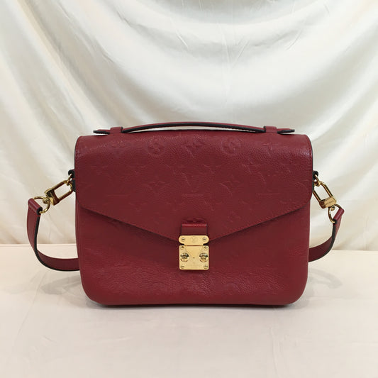 Louis Vuitton Red Monogram Empreinte Leather Metis Pochette Crossbody Bag Sku# 70053