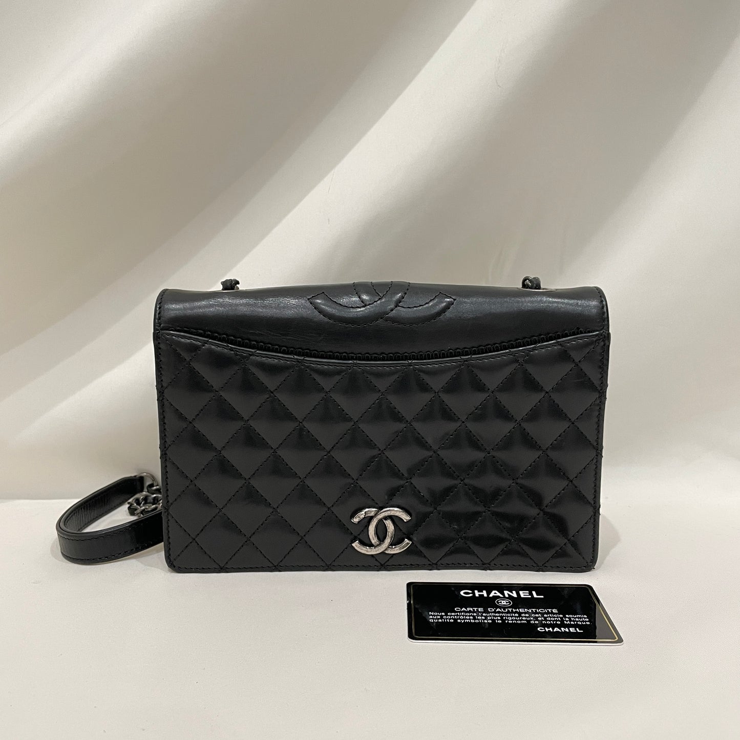 Chanel Black Leather Ballerine Flap Shoulder Bag SKU# 80850