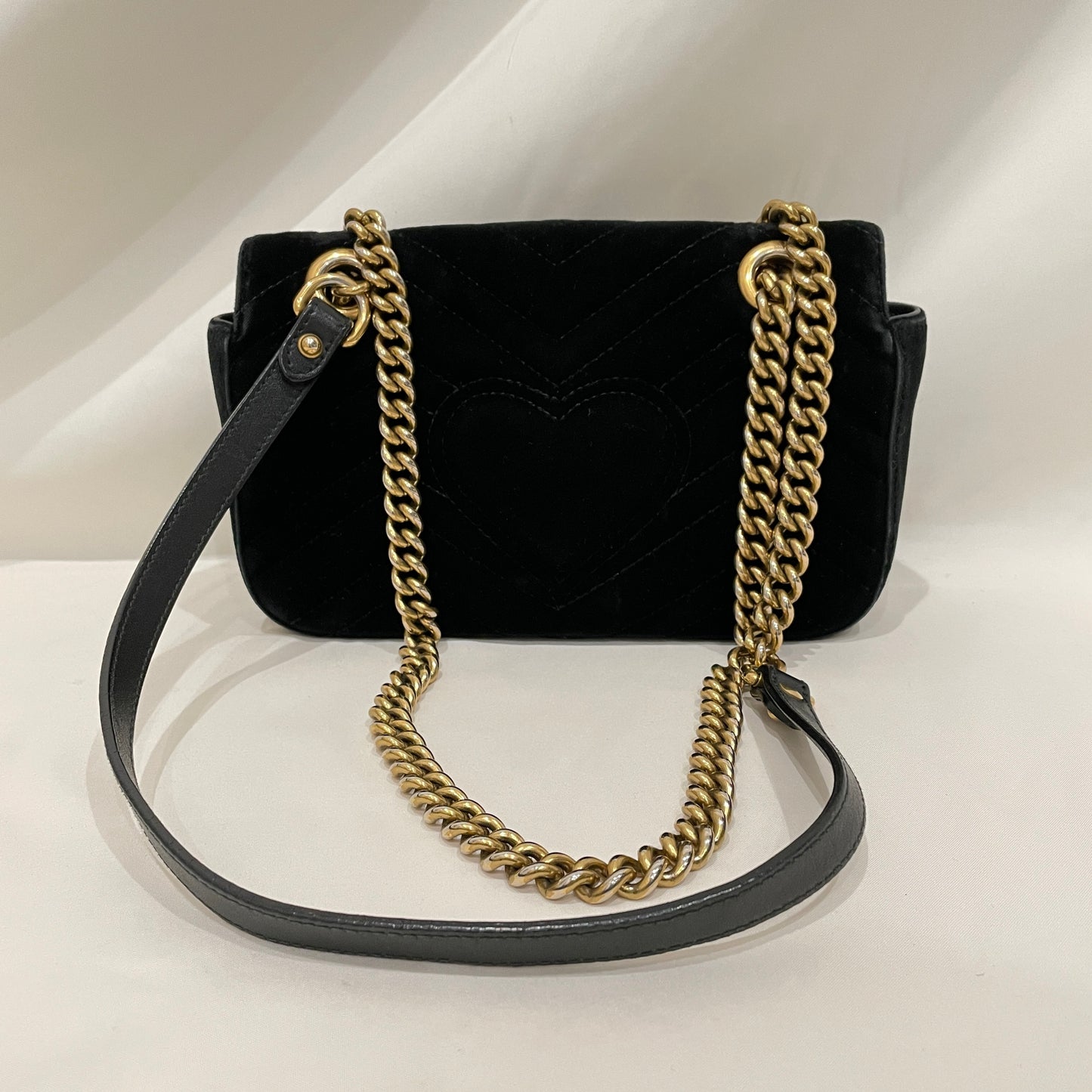 Gucci Black Velvet Mini Marmont Chain Bag SKU# 80873