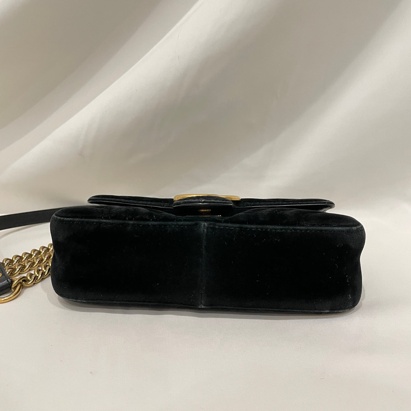 Gucci Black Velvet Mini Marmont Chain Bag SKU# 80873