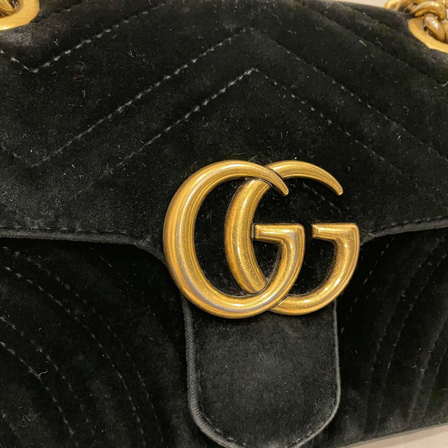 Gucci Black Velvet Mini Marmont Chain Bag SKU# 80873