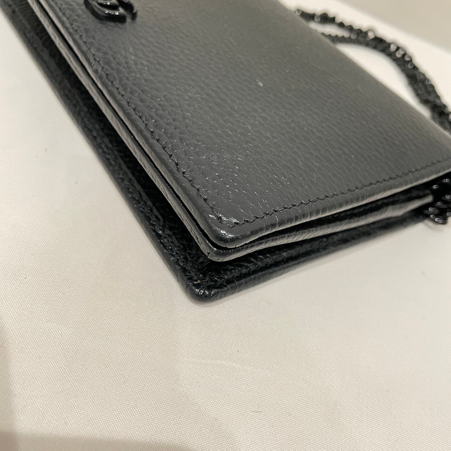 Gucci Marmont All Black WOC Wallet On Chain Sku# 80936