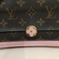 Louis Vuitton Monogram Coated Canvas Pink Flore Wallet On Chain Crossbody Bag Sku# 72218