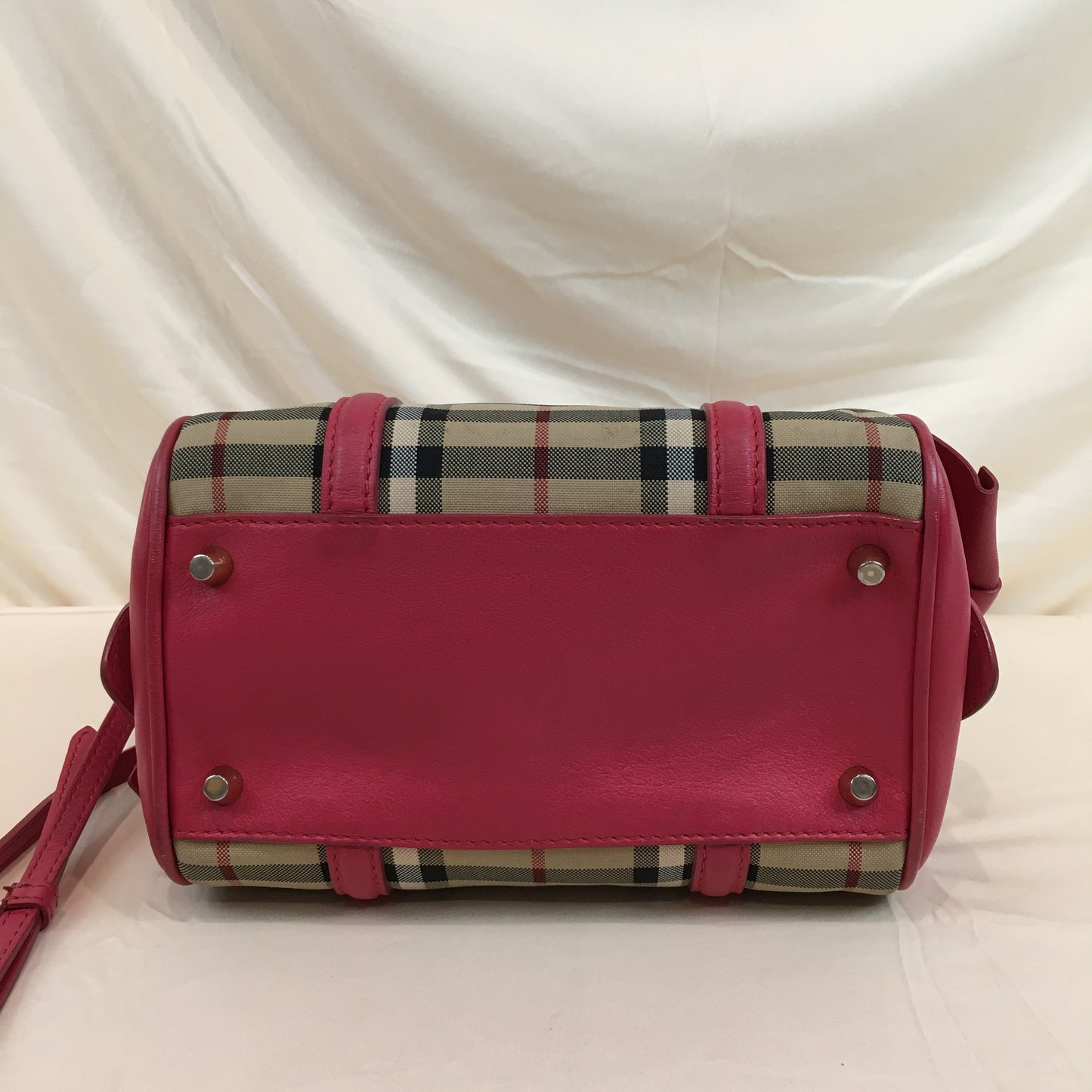 Burberry Pink Check 2ways Boston Bag Sku# 70073