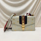 Gucci White Leather Bee Sylvie Shoulder Bag Sku# 78122