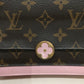 Louis Vuitton Monogram Coated Canvas Pink Flore Wallet On Chain Crossbody Bag Sku# 72217