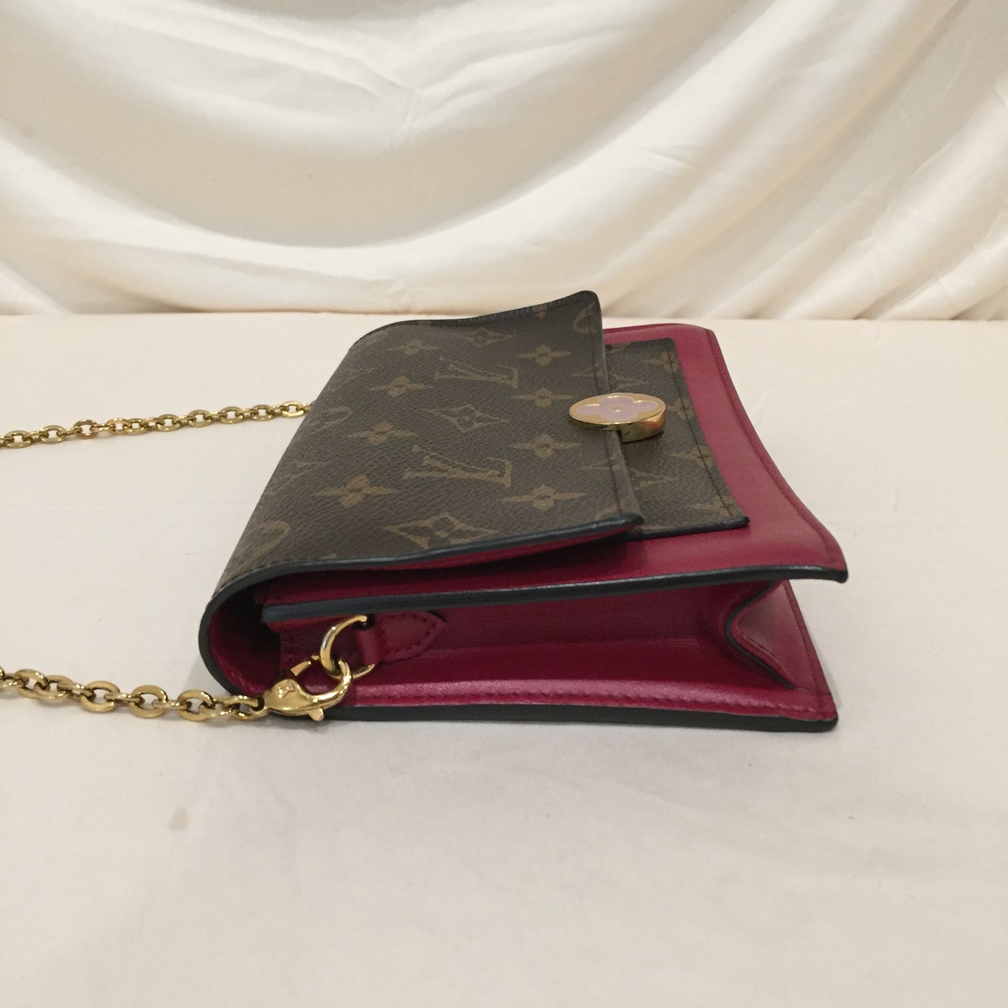 Louis Vuitton Monogram Coated Canvas Red Flore Wallet On Chain Crossbody Bag Sku# 72216