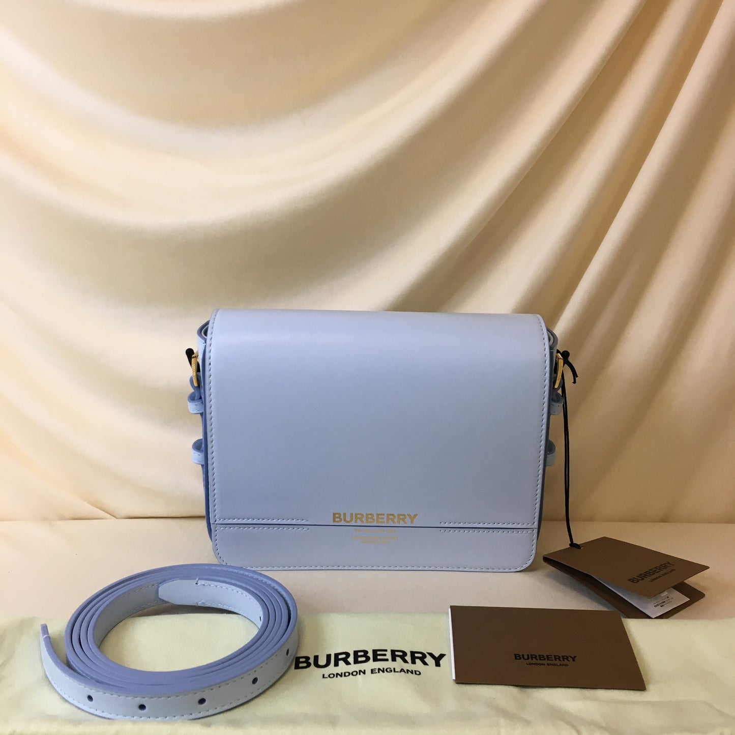 Burberry Pale Blue Leather Small Grace Bag Sku# 69110