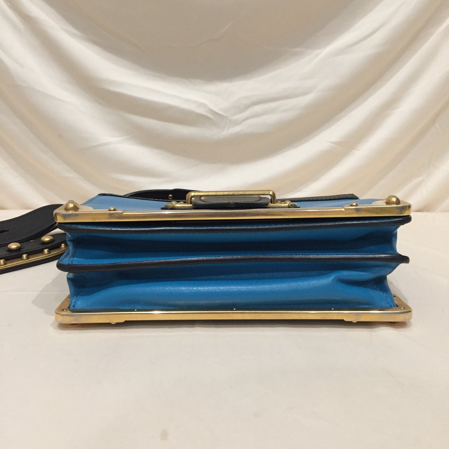 Prada Blue Calfskin Cahier Shoulder Bag Sku# 72209