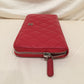 Chanel Red Leather Zip Around Long Wallet Sku# 72236