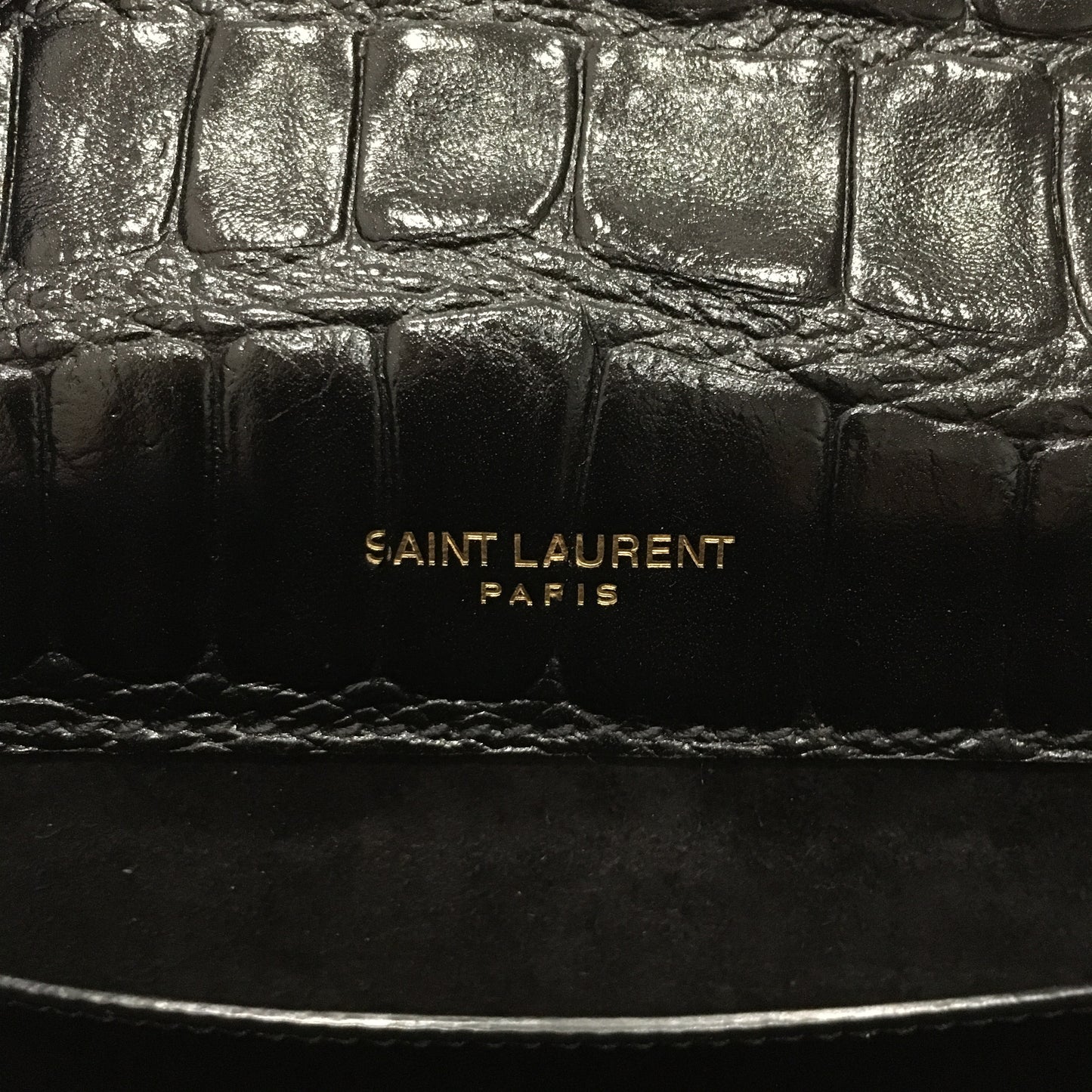 Yves Saint Laurent Black Crocodile North South Kaia Crossbody Bag Sku# 78881