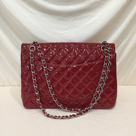 Chanel Red Patent Maxi Classic Double Flap Shoulder Bag Sku# 72364