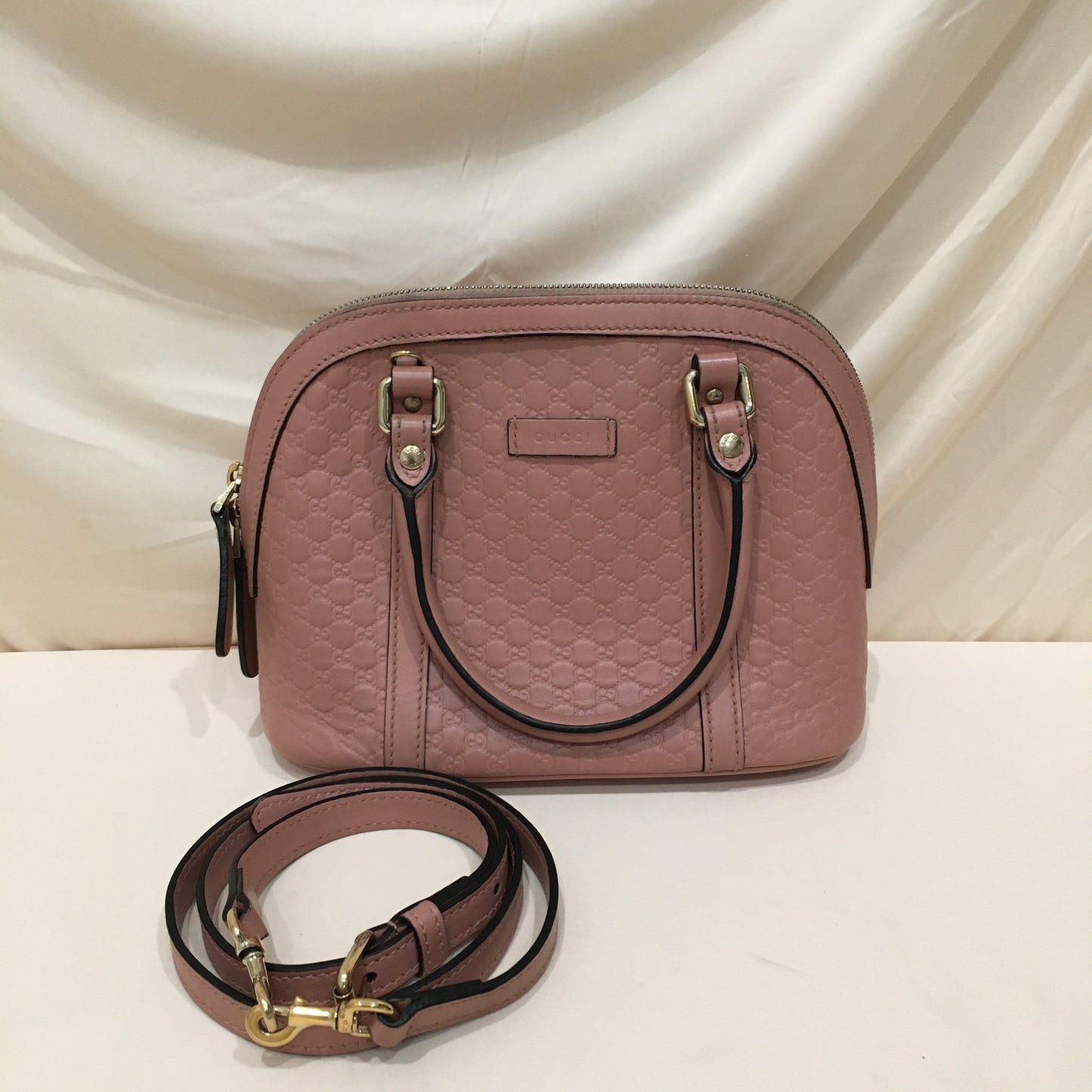 Gucci Pink Leather Dome Tote with Strap Sku# 79156