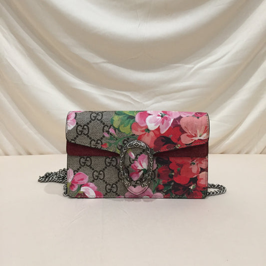 Gucci GG Supreme Floral Super Mini Dionysus Crossbody Bag Sku# 72417