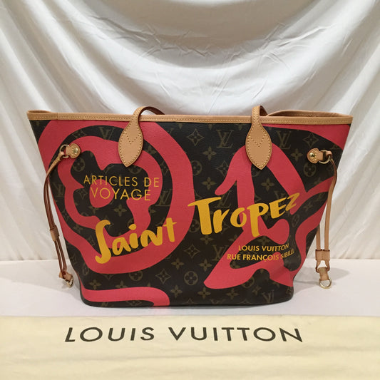 Louis Vuitton Monogram Coated Canvas Tahitienne Saint Tropez Neverfull MM with Pochette Shoulder Bag Sku# 72490