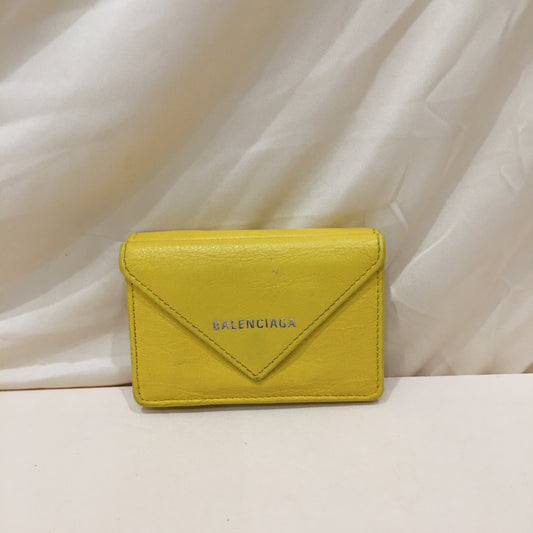 Balenciaga Yellow Leather Trifold Wallet Sku# 79303