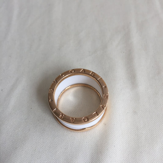 Bvlgari Rose Gold White Ceramic/B.zero1 Ring #60 Sku# 60115