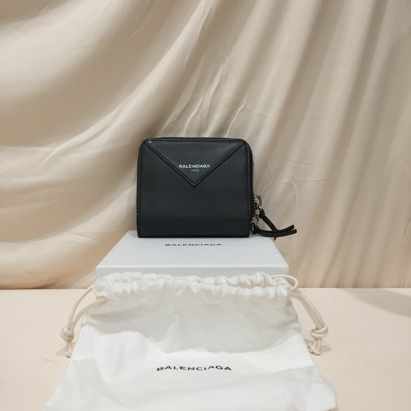 Balenciaga Grey Zip Around Wallet Sku# 79357