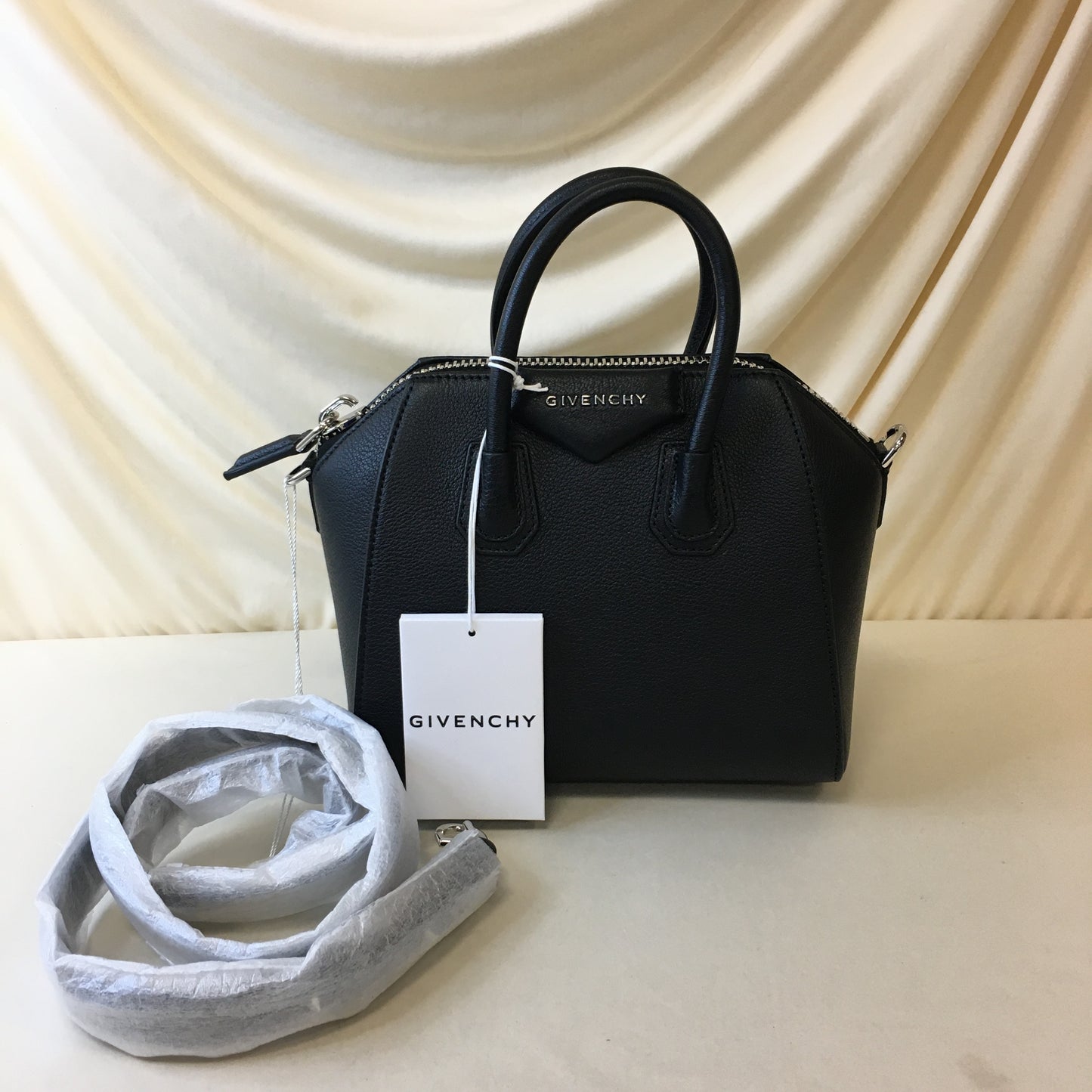 Givenchy Black Goatskin Leather Mini Antigona Tote Sku# 68633