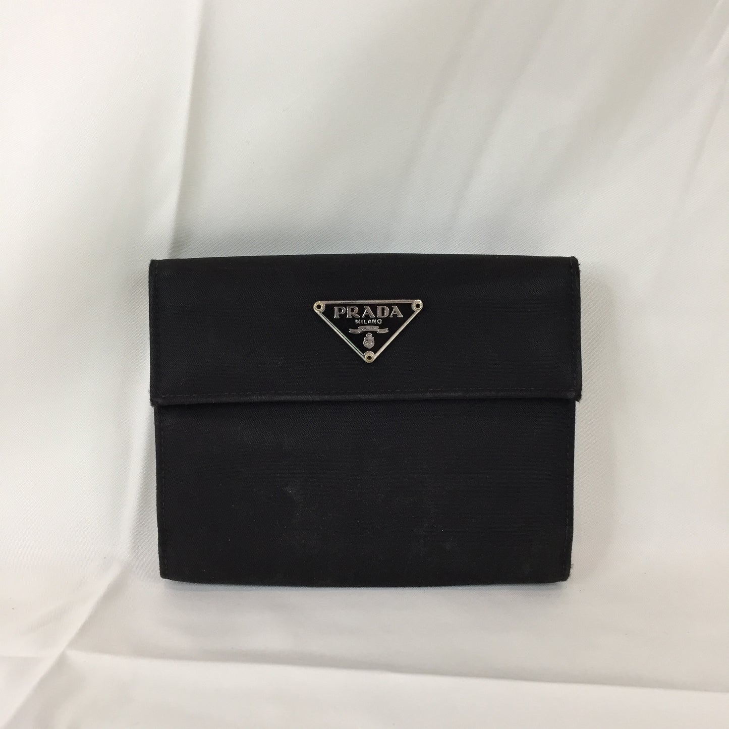 Prada Black Nylon Leather Bifold Wallet Sku# 79700