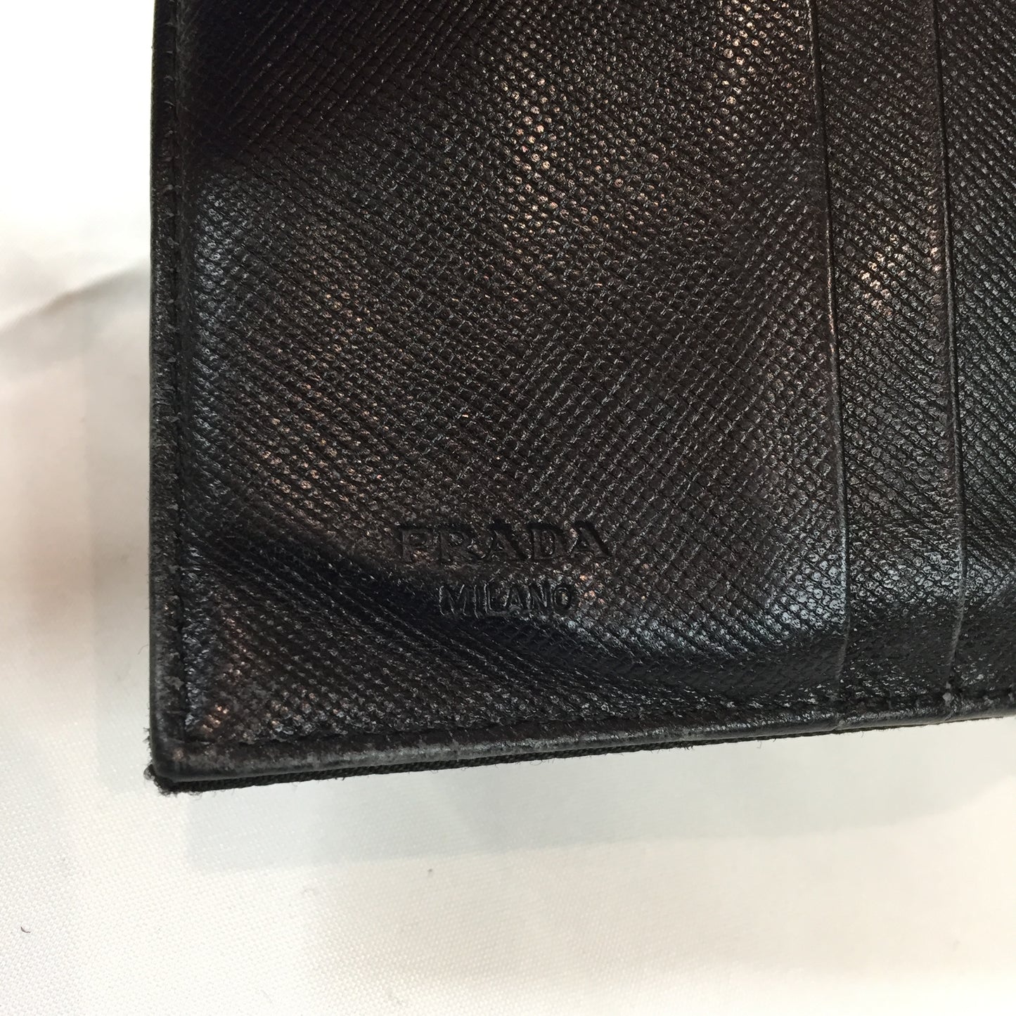 Prada Black Nylon Leather Bifold Wallet Sku# 79700