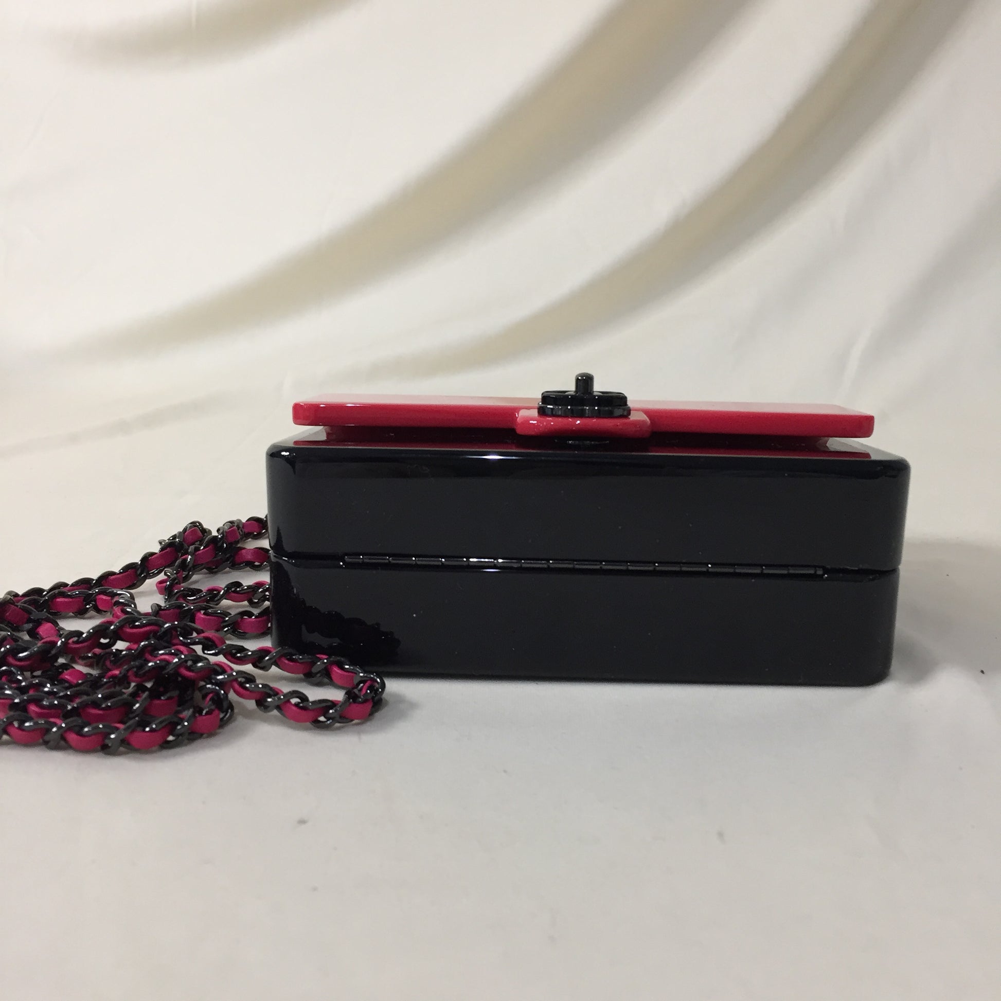 Chanel Black Pink Polymetacryleate Mini Flap Bag Sku#57450